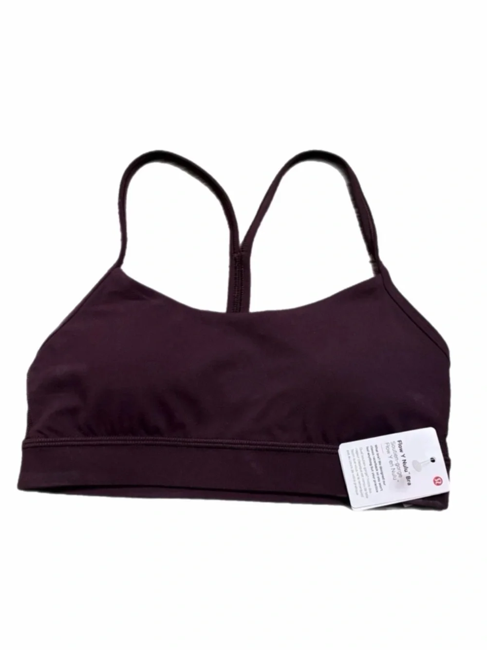NWT Lululemon Flow Y Bra Nulu *Light Support, A–C Cups (Black Plum) Size 4